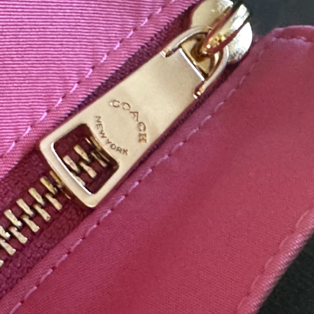 Coach C4093 Court Tote Shoulder Bag Confetti Pink Rouching Nylon w/Leather - Picture 14 of 15